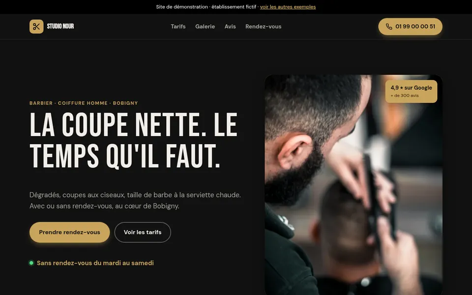 Site de démonstration d'un barbier