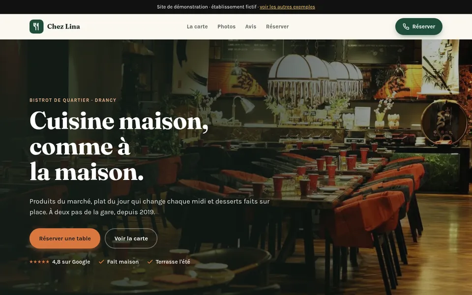 Site de démonstration du restaurant Chez Lina